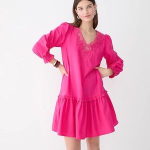 Elegant Pink Lace Trim Dress